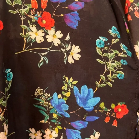 Alice + Olivia Floral Sheer Blouse | Smocked Sleeves | Missing button - Picture 8 of 10